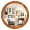 27 Inch Decorative Round Wall Mirror with Shatterproof Glass and Smooth Brown Wood Frame